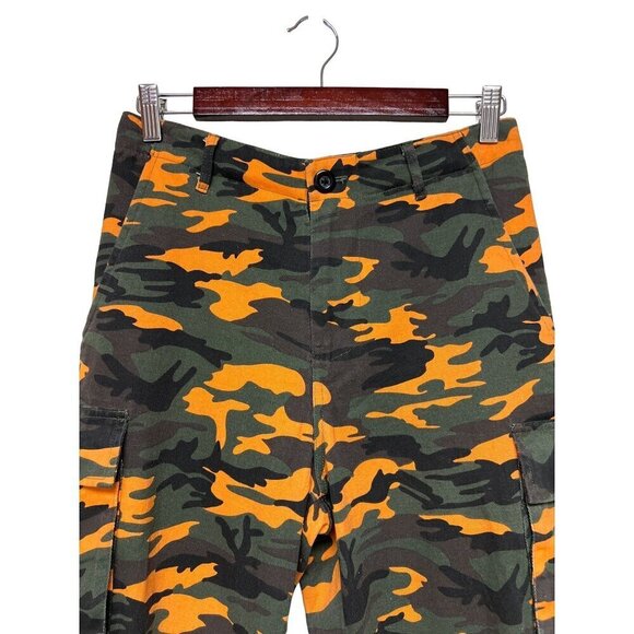 Fashion Nova Orange Camo Capri Pants Tie Hem Women's Size Small - Picture 2 of 11